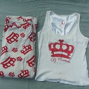 Pj Couture LG Red and White Crown Pajama Set